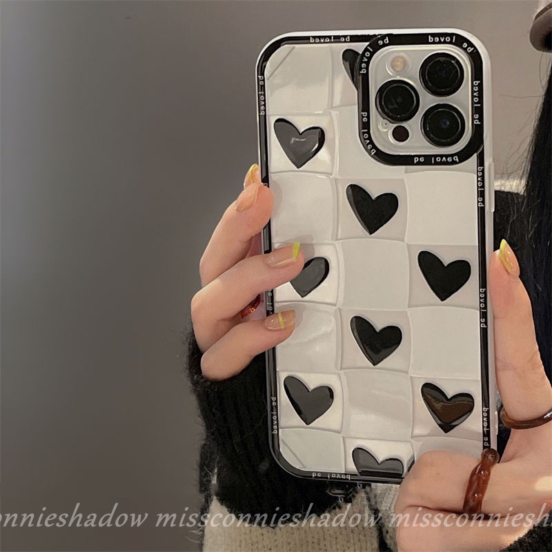 Oppo A17 A17K A95 A96 A76 A57 A55 A36 A77 A77s Reno 7Z 5 7 4F A74 A16K A16E A12E A15 A5S A12 A54 A3S A52 A1K A53 A94 A16 Reno6 Papan Catur Mewah Grid Love Heart Clear Case Cover