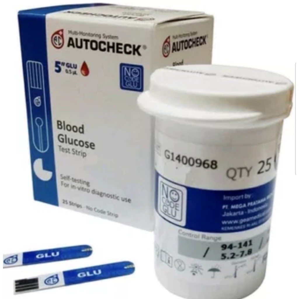 Strip Autocheck Glucose isi 25 pcs / Autocheck Strip Gula Darah 25pcs / Strip Gula Autocheck