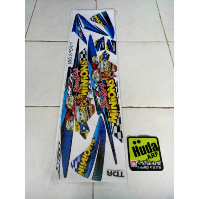 striping/lis/sticker variasi mio lama/smile/sporty "MINION" biru-merah-hijau-hitam