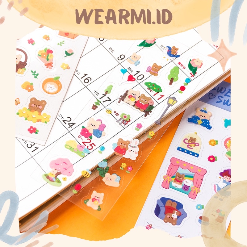 

1 Lembar Sticker Cute Sweet Sweet! Colorfull Aesthetic Flower Animal PET scrapbook Bujo DIY Wearmi Jurnal