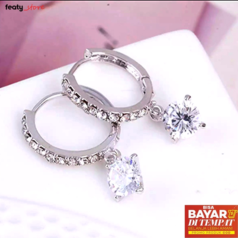 anting wanita PROMO &amp;DISKON anting wanita silver/GOLD lepit anting bola kristal korea terbaru murah COD / bayar di tempat perhiasan wanita