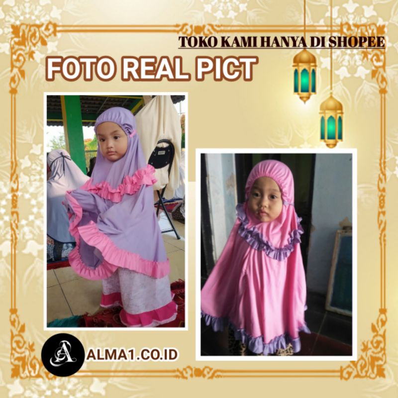 mukena anak perempuan bayi balita jersey adem tanggung polos kecil 1 2 3 4 5 tahun-3