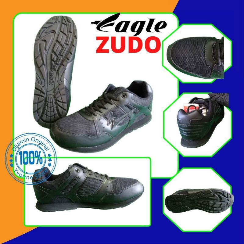 Sepatu hitam polos sekolah ukuran besar pria - EAGLE ZUDO - 44 45 56 47 48