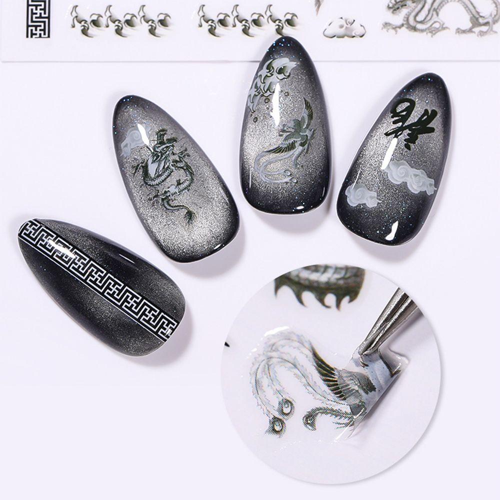 MXBEAUTY Self-adhesive Nail Decals Happiness Motif Naga Salon Kuku Nail Art Sliders DIY Stiker Kuku Manicuring Sticker