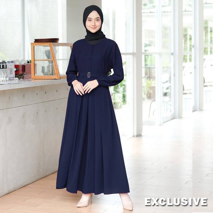 GAMIS NIDIA FULL KANCING BUSUI BUMIL DRESS MOSCREPE EQ02
