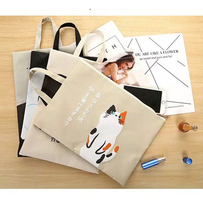 

Japanese Cute Cat Portable A4 File Storage Pouch Kucing Cat