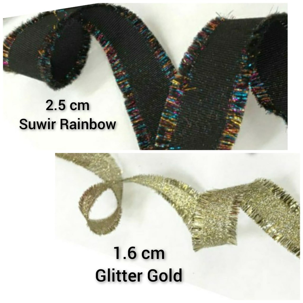 1 YARD  - PITA GROSGRAIN SUWIR GLITTER GOLD AND SILVER | PITA SUWIR GLITTER