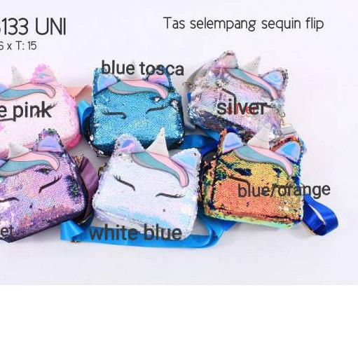 ✲ PROMO NENI TAS KECIL SLEMPANG ANAK CEWEK SEQUIN FLIP UNICORN BERUBAH WARNA SQ 8133 ☃