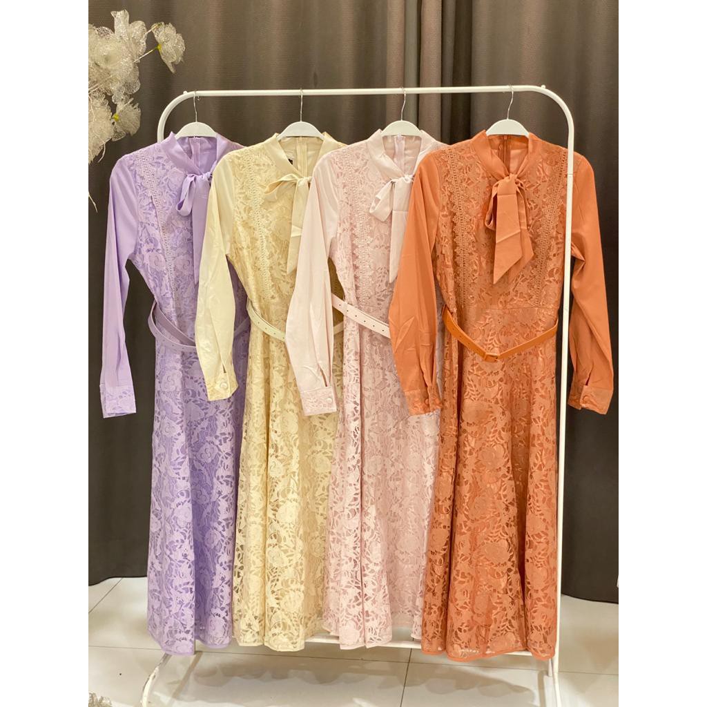 VIVORIE 10009 GAMIS BRUKAT KELLY LACE IMPORT PREMIUM WITH BELT