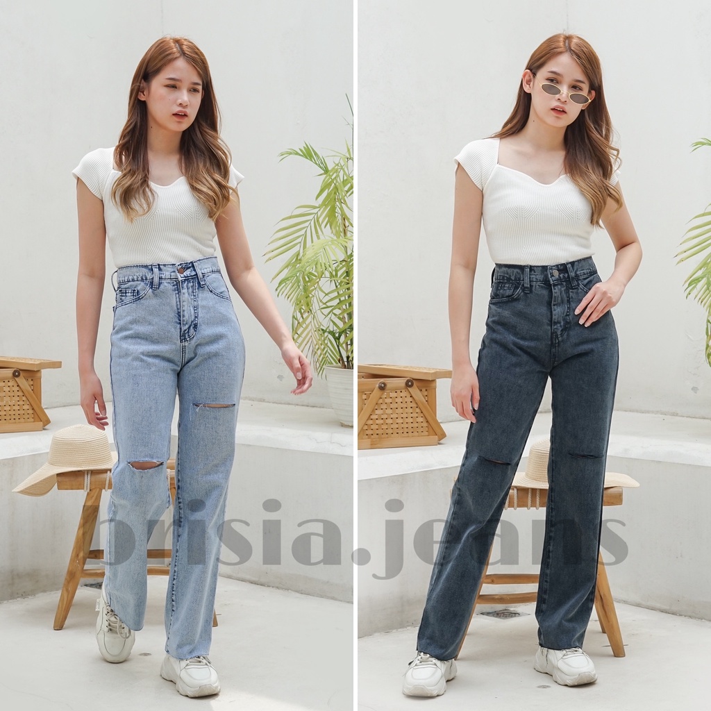 [SIZE 27-34] HYORIN Boyfriend Jeans (Slice Cut) Highwaist - 2 Colours