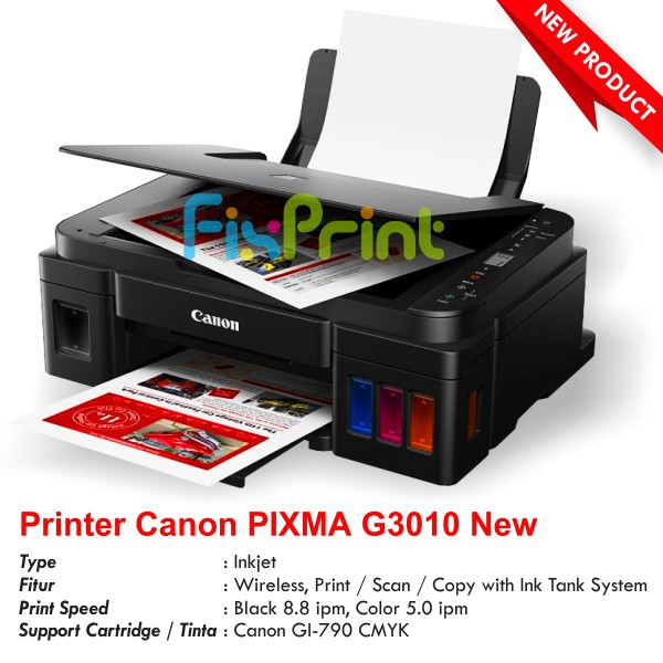 Printer Canon PIXMA G3010 Wireless All-in-One Printer (Print-Scan-Copy) WIfi Multifungsi Original Print Photo Foto Warna