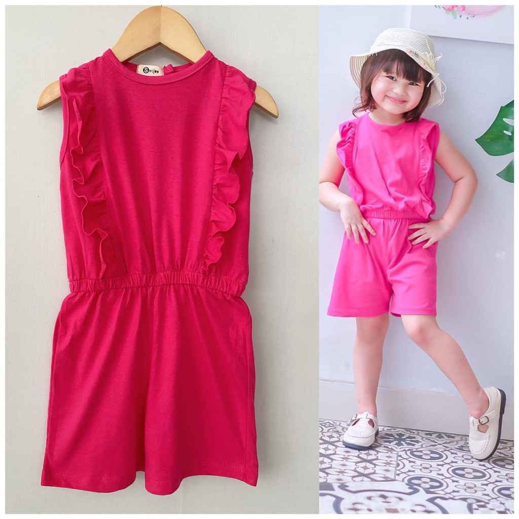 Jumpsuit Anak Smilee Nada Polos Size 1 - 5 Tahun Bahan Kaos Super Premium Terlaris