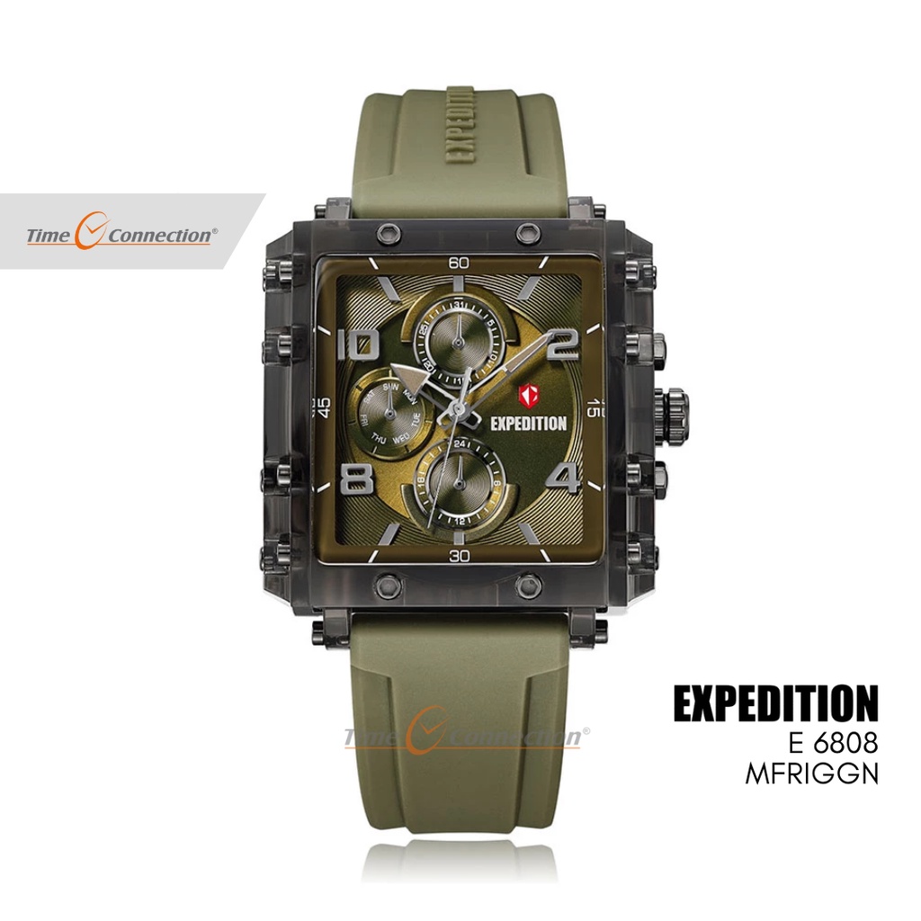 Expedition E 6808 MFRIGGN Hijau Army Original / Jam Tangan Wanita Pria Karet / Army Green Rubber MF 