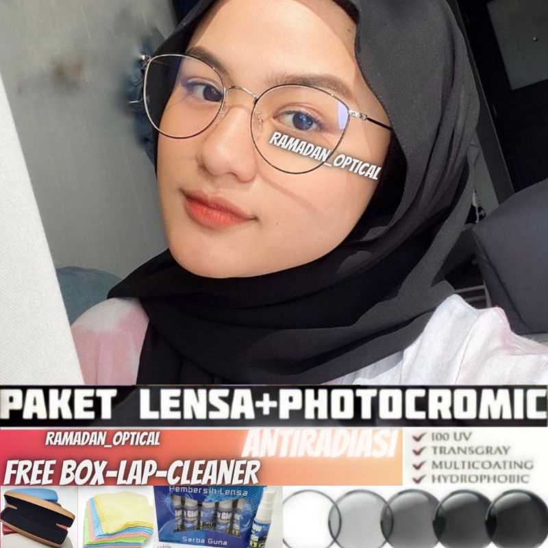 KACAMATA MINUS FRAME+LENSA PHOTO CROMIC | KACAMATA WANITA CAT EYE| KACAMATA ANTIRADIASI
