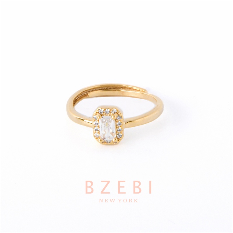 Bzebi Cincin Lapis Emas 18k Hias Zircon Adjustable Dengan Kotak Untuk Wanita 520r