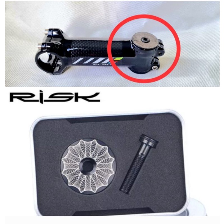 Risk Titanium Cover Stem Sepeda Top Cap Stem Fork Headset Sepeda Hitam