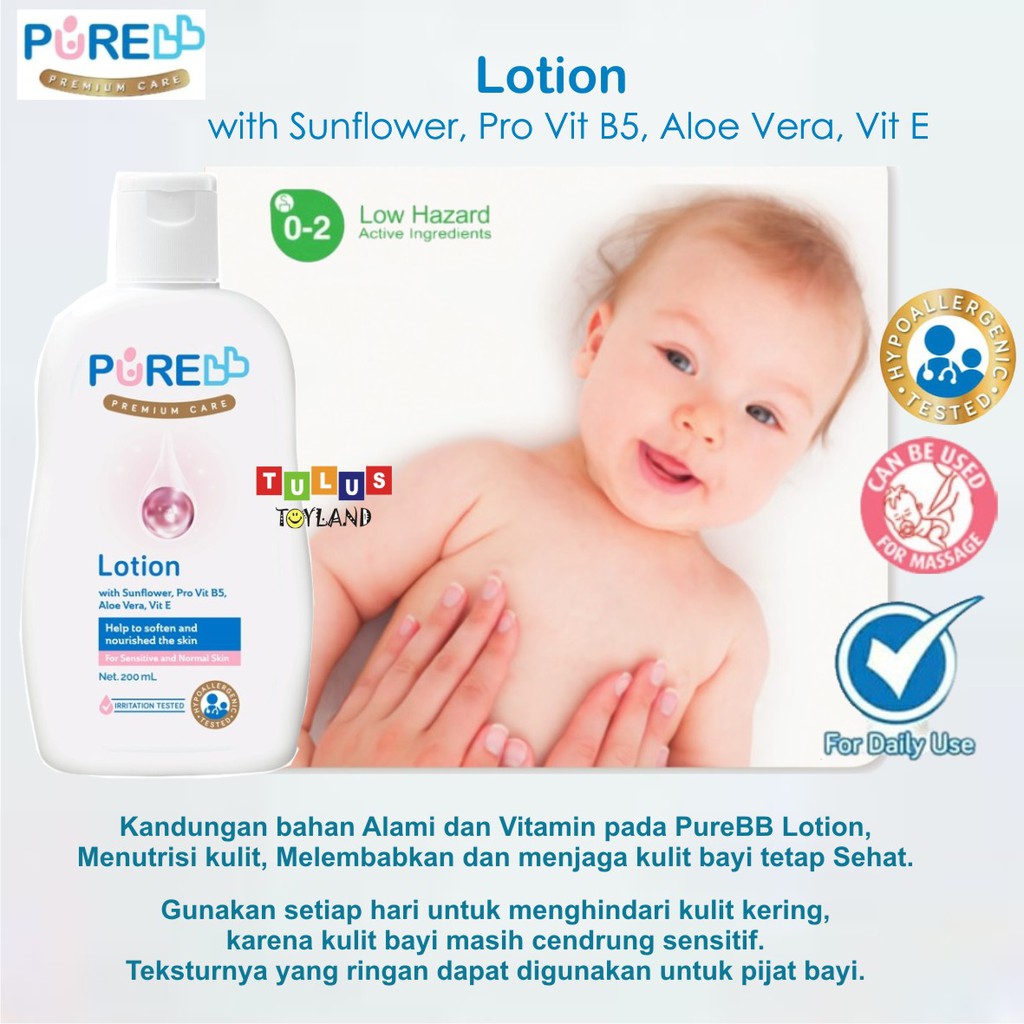 PURE bb baby LOTION kulit hand body pijat bayi PureBB