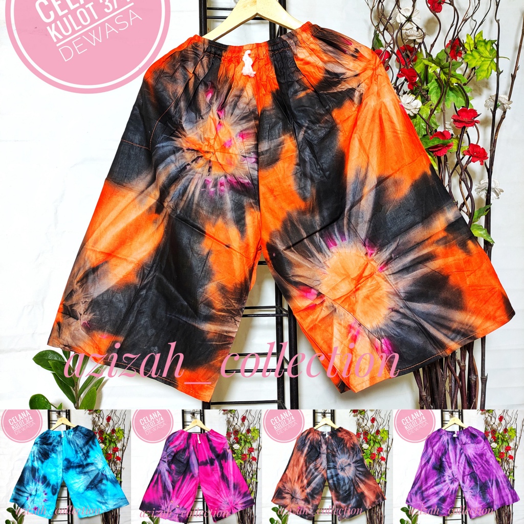 Celana Pendek 3/4 Bawah Lutut Dewasa Rayon Tie Dye Bali Big Size Pants