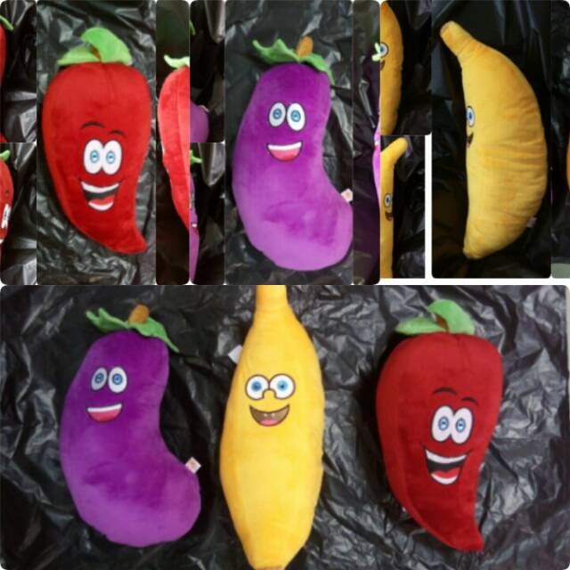BONEKA BANTAL BUAH BUAHAN PISANG , LOMBOK , TERONG