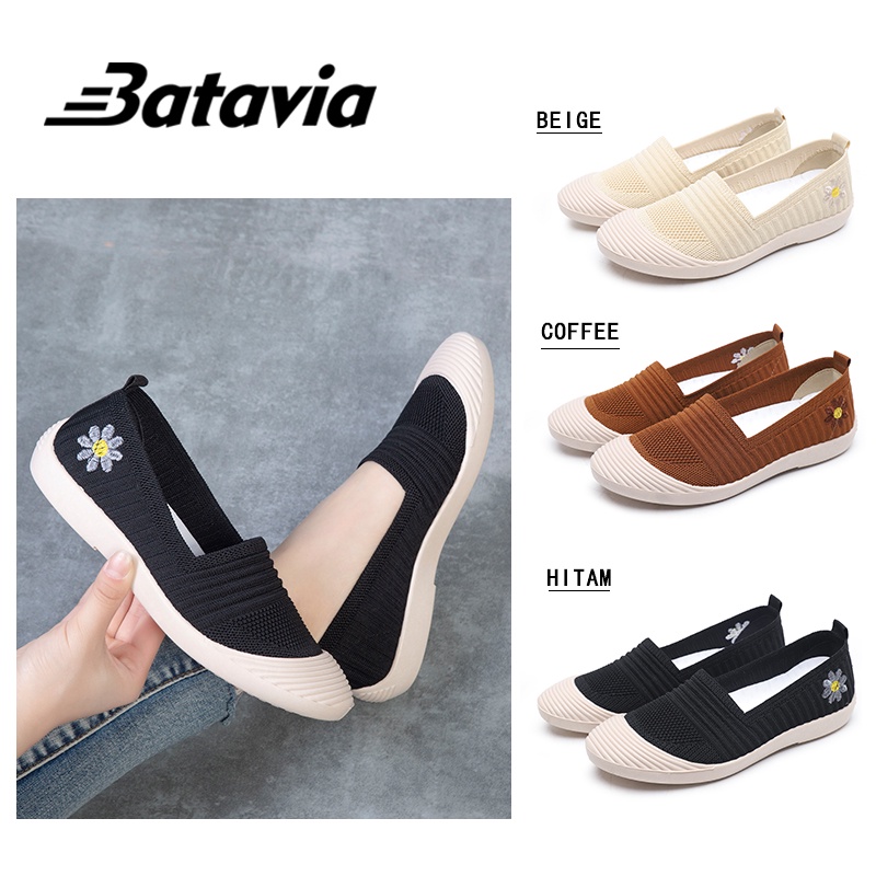 (COD)Batavia Shoes  sepatu slip on sepatu wanita sepatu flyknit sepatu flat rajut Sepatu Kerja Sepatu Dalam Ruangan Wanita A20