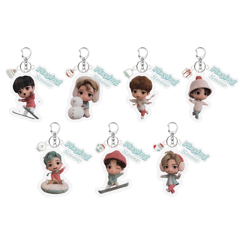 Gantungan Kunci Desain Kartun BTS Miniytan Bahan Akrilik