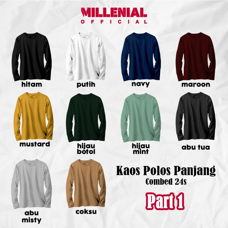 KAOS POLOS LENGAN PANJANG COTTON COMBED 24S UNISEX