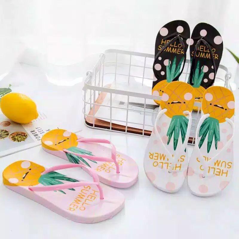 SANDAL JEPIT WANITA MOTIF NANAS I KUALITAS IMPORT