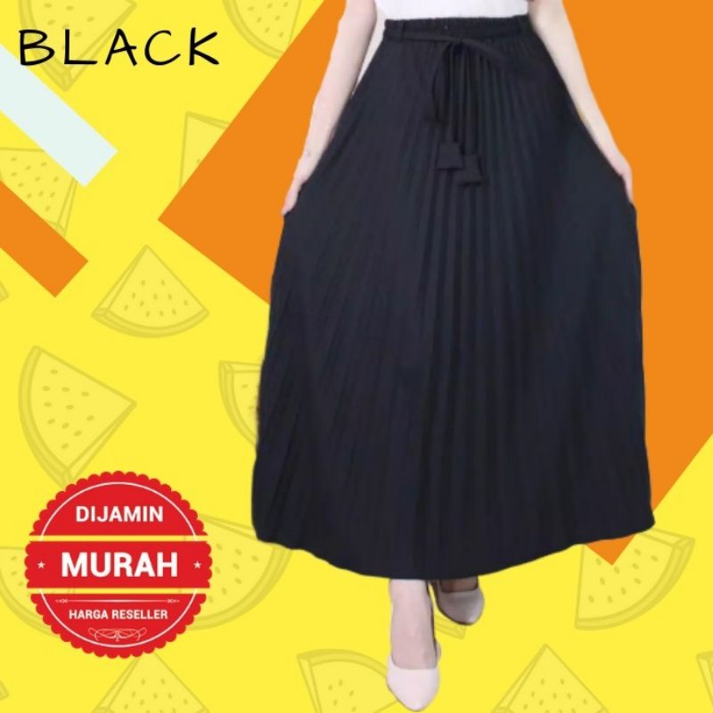 Dtree .  Rok plisket premium free belt bahan crepe lingkar rok 250 cm