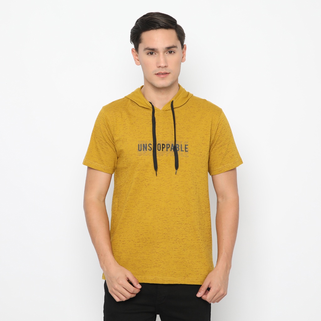 ROMP Kaos Hoodie Lengan Pendek Pria - Mustard 'Unstopabble'