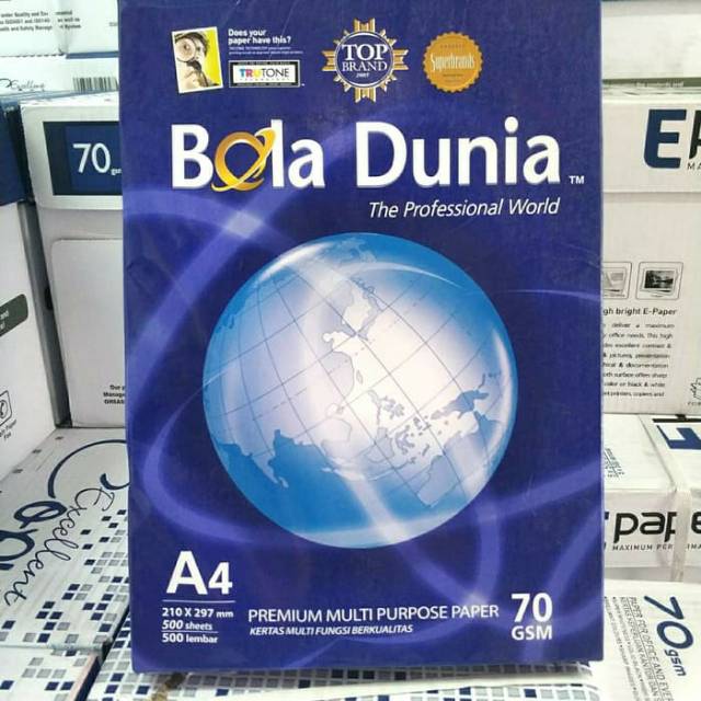 

Kertas A4 70 Gram Bola Dunia