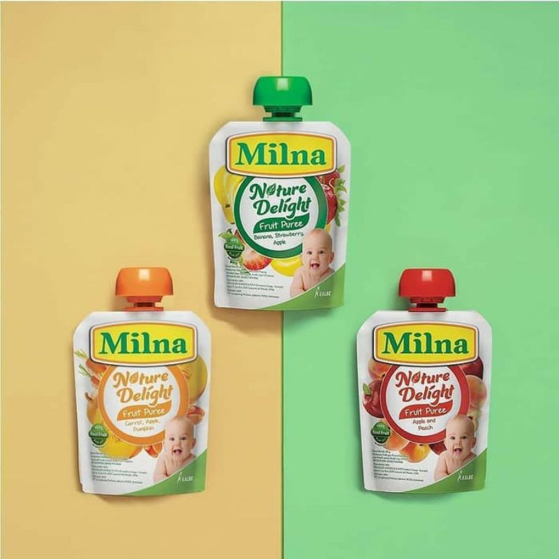 Milna Nature Delight Fruit Puree 80gr / Sari Buah Makanan Bayi