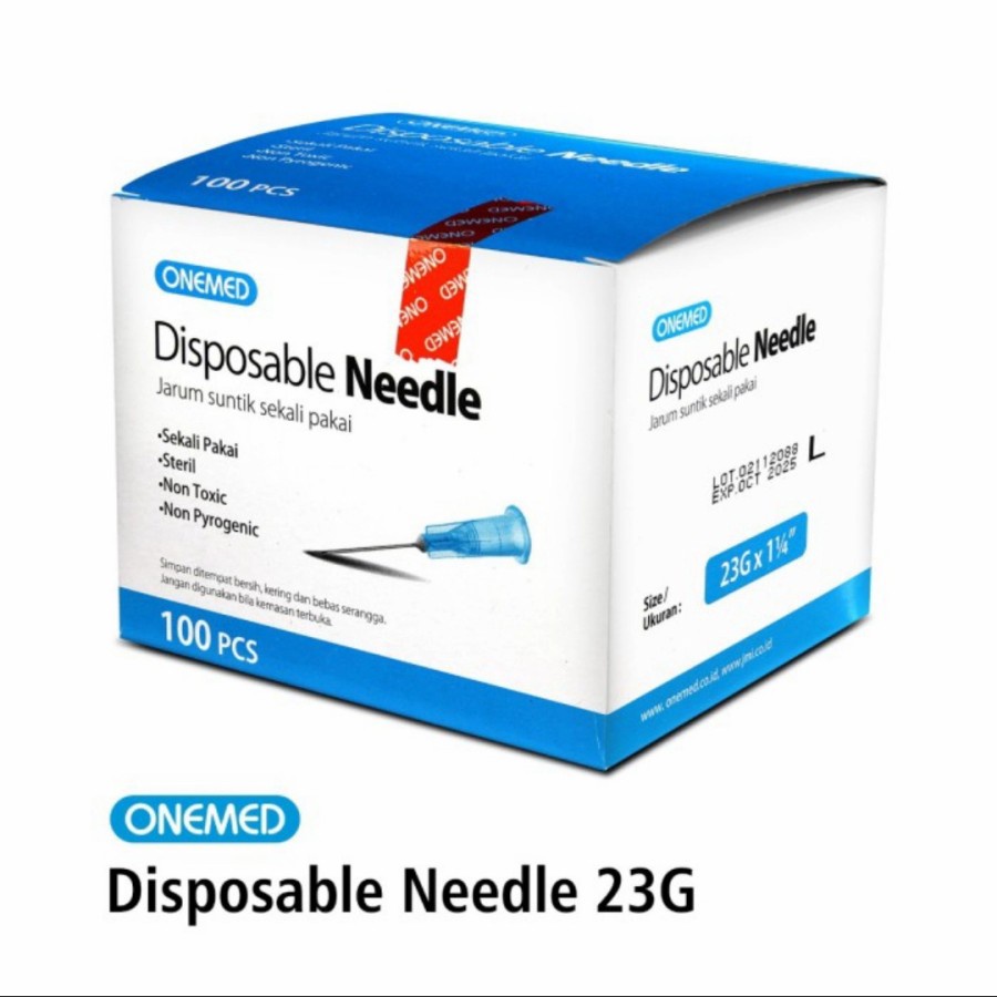 Onemed Jarum Disposable Needle 23G isi 100pcs 100 pcs