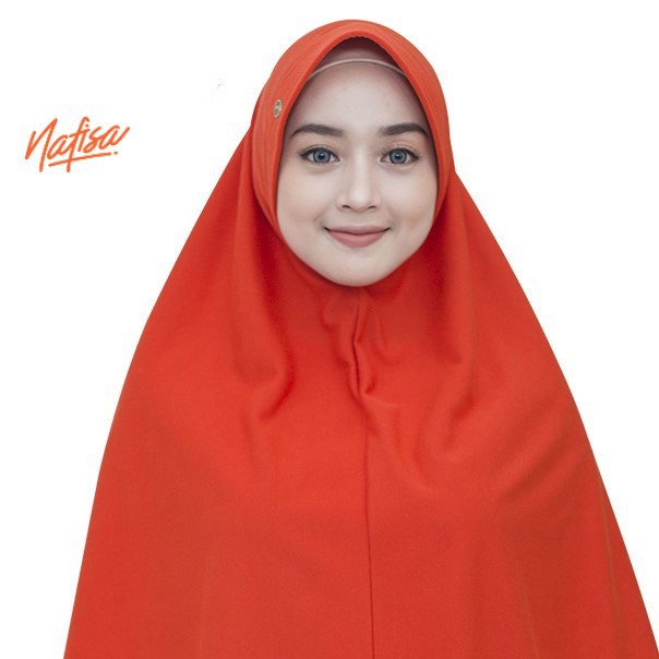 Nafisa Asha | Jilbab Instan Pet Antem | Hijab Instan Bergo Kaos Jumbo | Khimar Syar'i Premium-ORANGE RUST