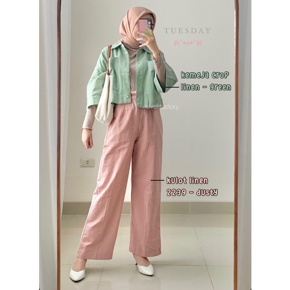 SIVALI Kulot Linen Import Highwaist 2239 - Cullote Pants | Wide Leg Cullotes | Celana Kulot Wanita