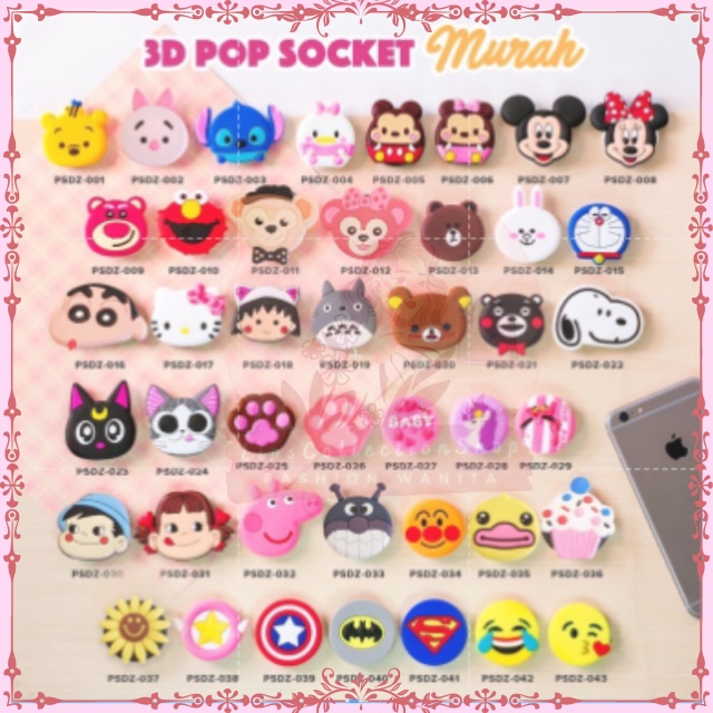 Pop Socket Pvc Motif | Pop Socket 3D Karakter Cartoon