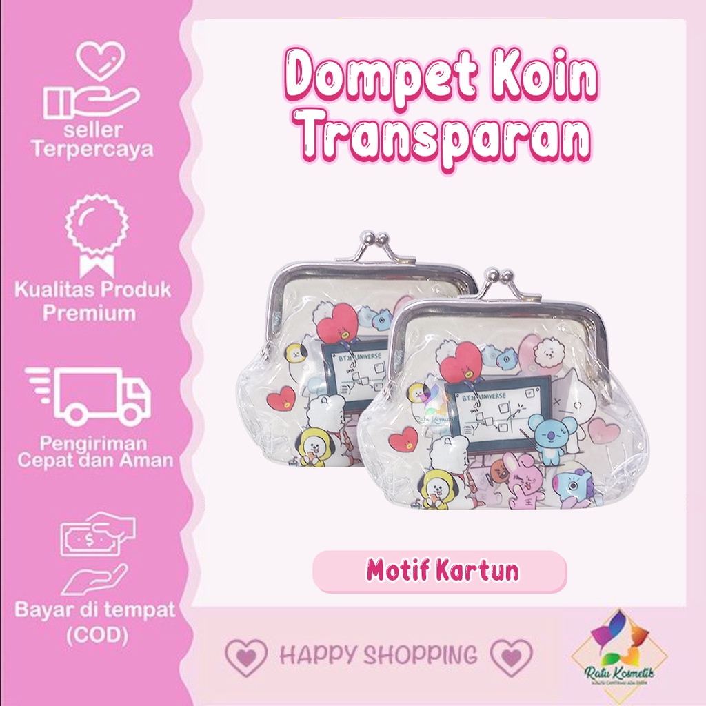 ❤ RATU ❤ Dompet Koin Silicone Karakter | Silikon Hello Kitty | Kain BTS | Plastik Transparan