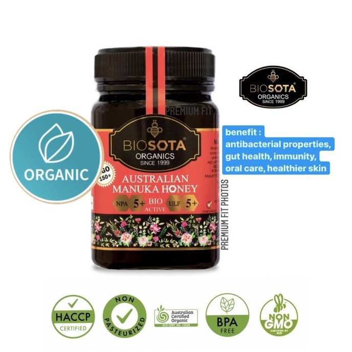 

MADU ORGANIK BERSERTIFIKAT-BIOSOTA MANUKA HONEY MGO 150+ NPA 5+ ULF 5+