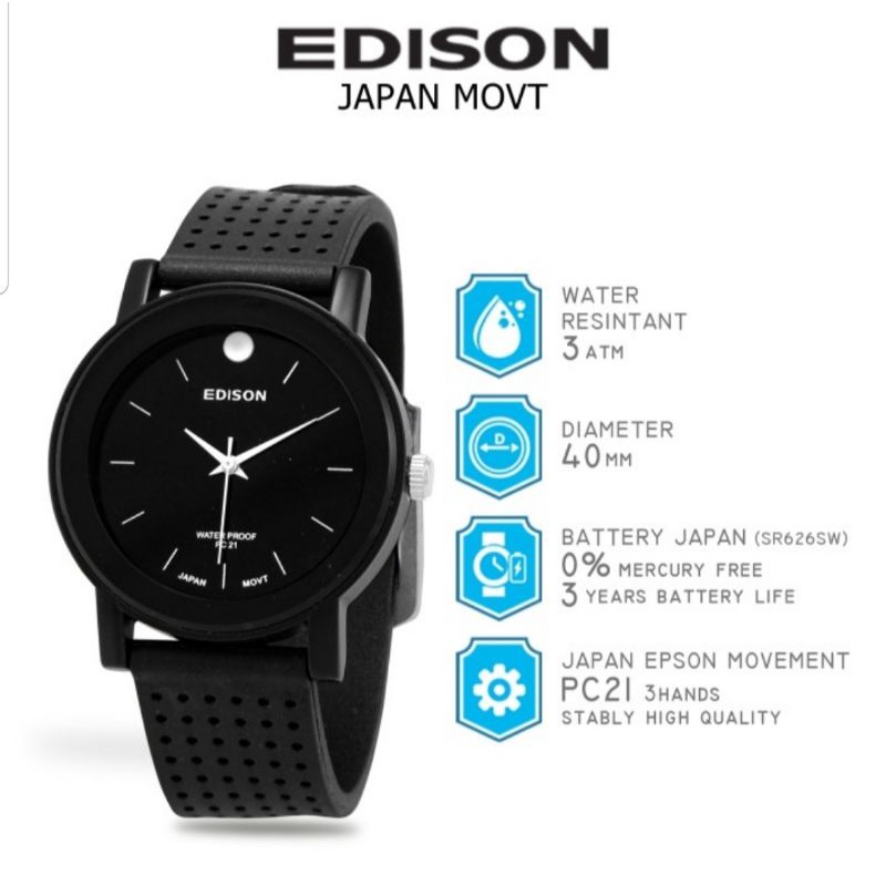 Jam Tangan Watch Edison AR EG 2401 Waterproof Japan Movement