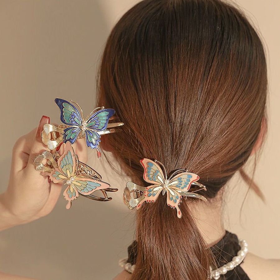 Jepit Rambut Ponytail Bentuk Butterfly Bahan Alloy Gaya China Untuk Wanita