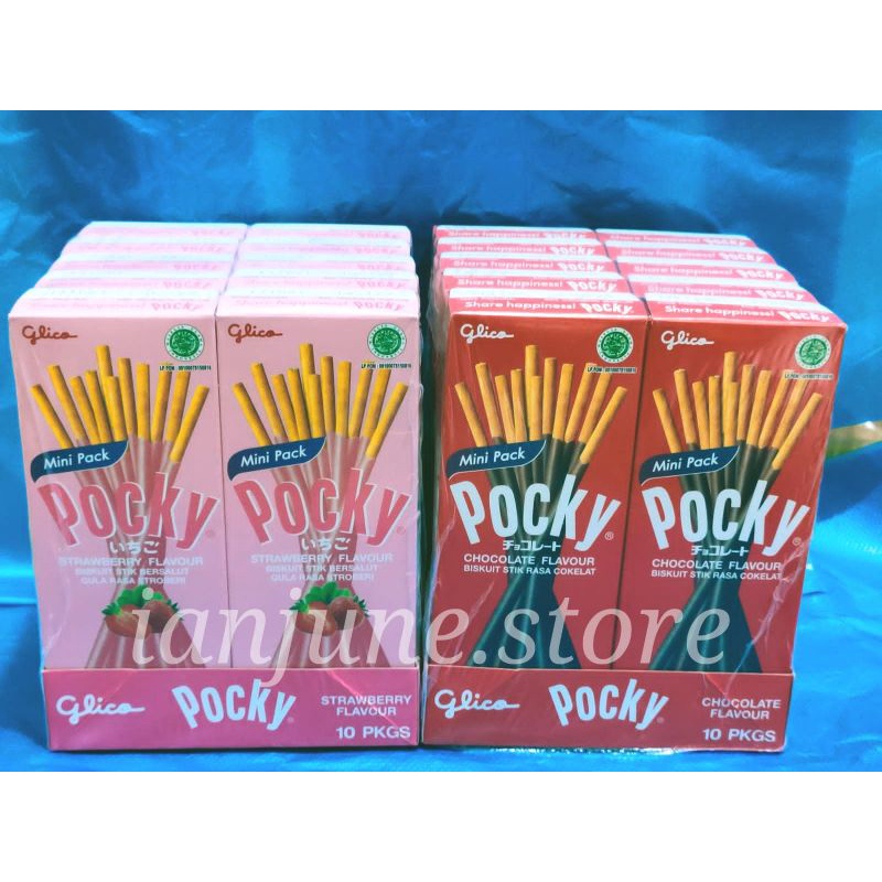 

Glico Pocky Coklat / Strawberry 22gram (1 Pack Isi 10 Kotak) / Pocky Chocolate Mini Pack /