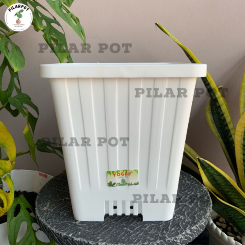 POT BUNGA TANAMAN TINGGI YOGAP KOTAK 22 PUTIH - YOGAP YPK 22 PUTIH