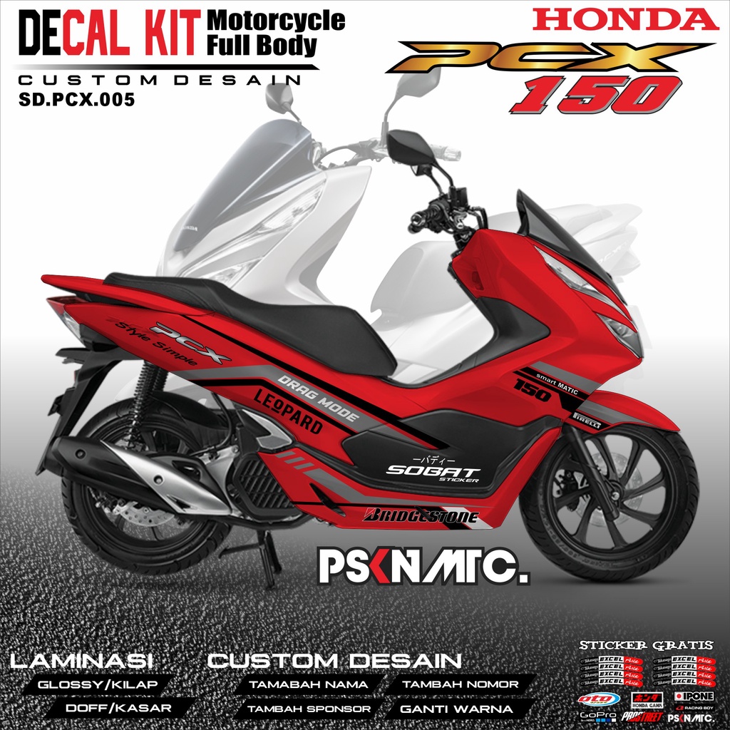 Decal PCX 150 - Dekal Stiker Striping Fullbody Fullblock List HONDA PCX 150 Custom Desain
