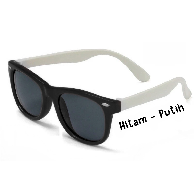 Kacamata Anak - UV400/Polarized - Flexible Sunglasses-Hitam-Putih