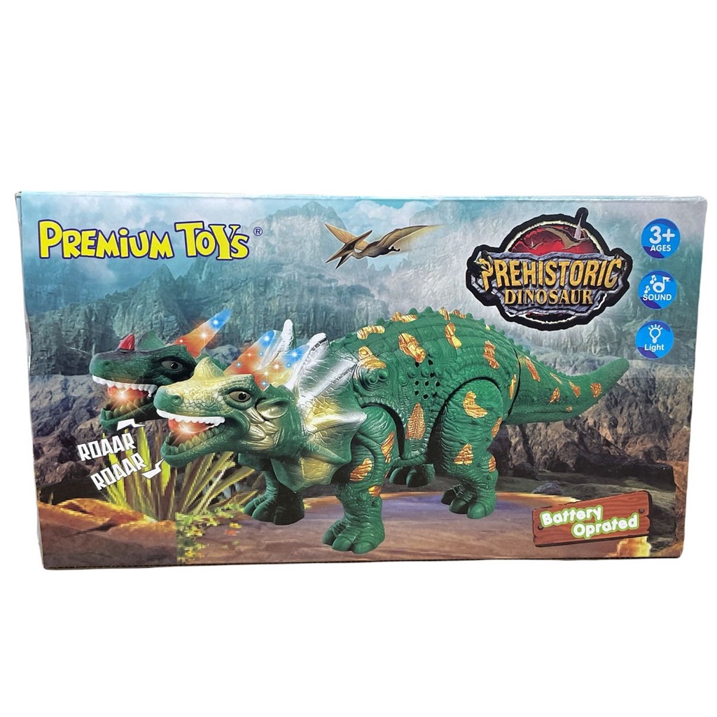 Mainan Anak PREHISTORIC DINOSAUR Mainan Dino Kepala Dua Musik &amp; Lampu