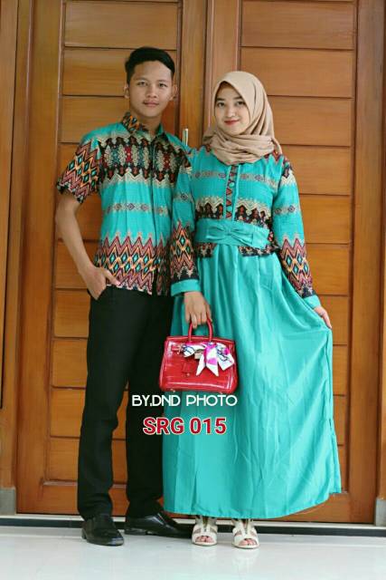 Sarimbit Batik Anggun Couple Sania Mawar ruffle - Warna Ungu, Tosca, pink, Biru, Kuning - M - L -XL