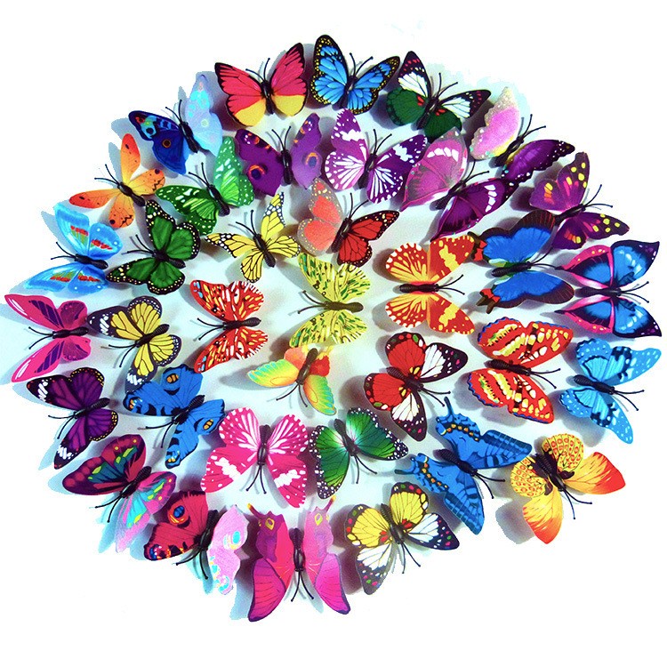 Stiker Dinding 3D Motif Kupu - Kupu / Wall Sticker 12pcs Butterfly PVC / Dekorasi 12 in 1 Terbaru Ma