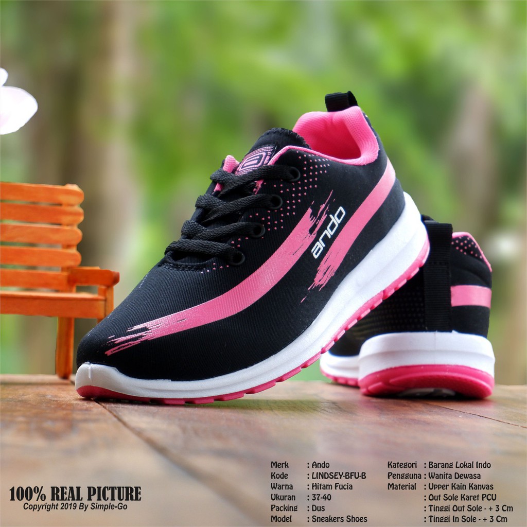 Ando sepatu  sport  wanita lindsey htmfuchia htmsilver 37 40 