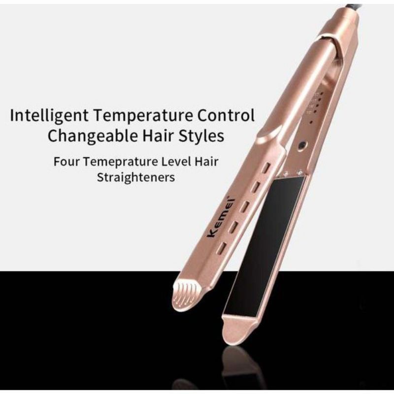 Catok Rambut Lurus Kemei KM-3229 Dengan Pengatur Suhu Catokan Profesional Hair Straightener