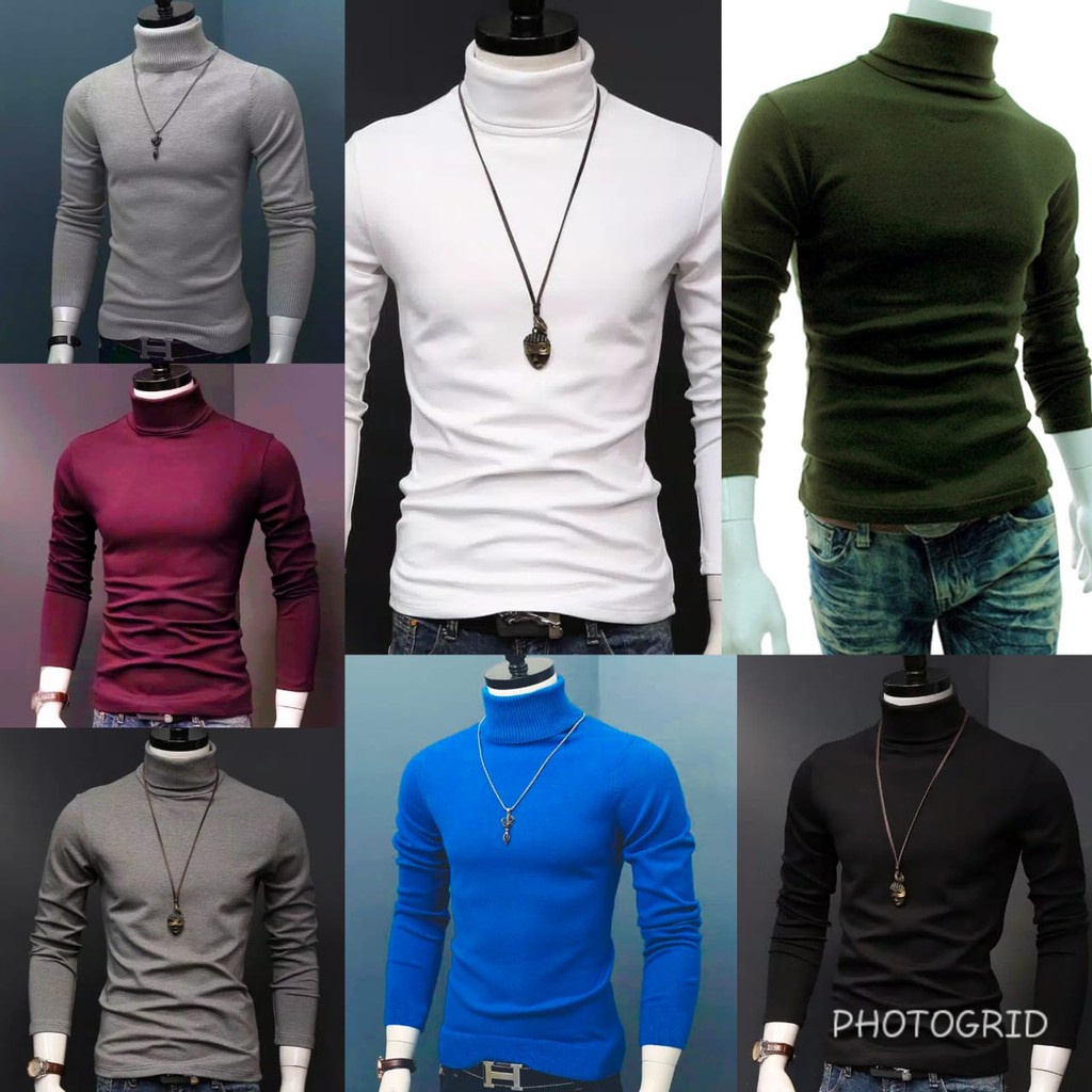 Kaos Turtleneck Pria Wanita Leher Kerah Tinggi Lengan Panjang Rib Premium Turtle Neck Pria Wanita