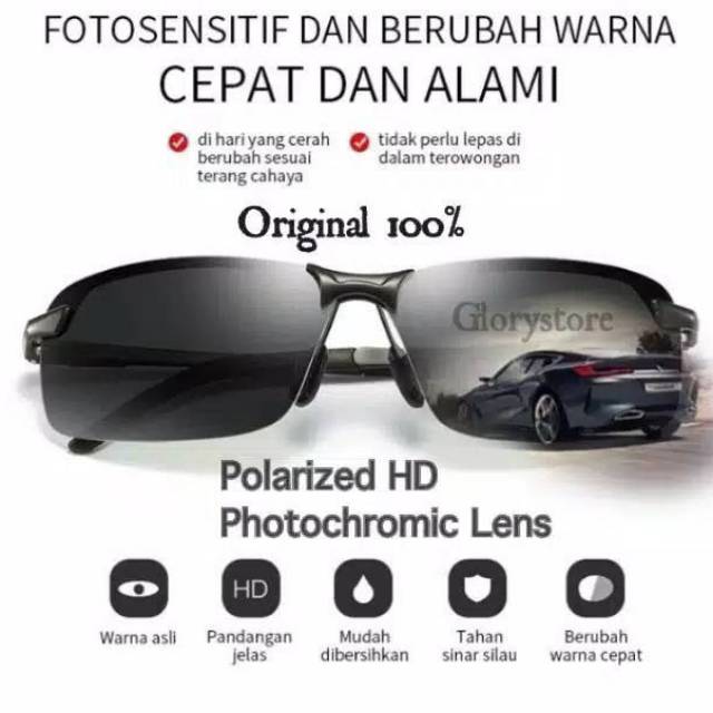 Kacamata Anti Silau Polarized Photocromic Driving UV 400